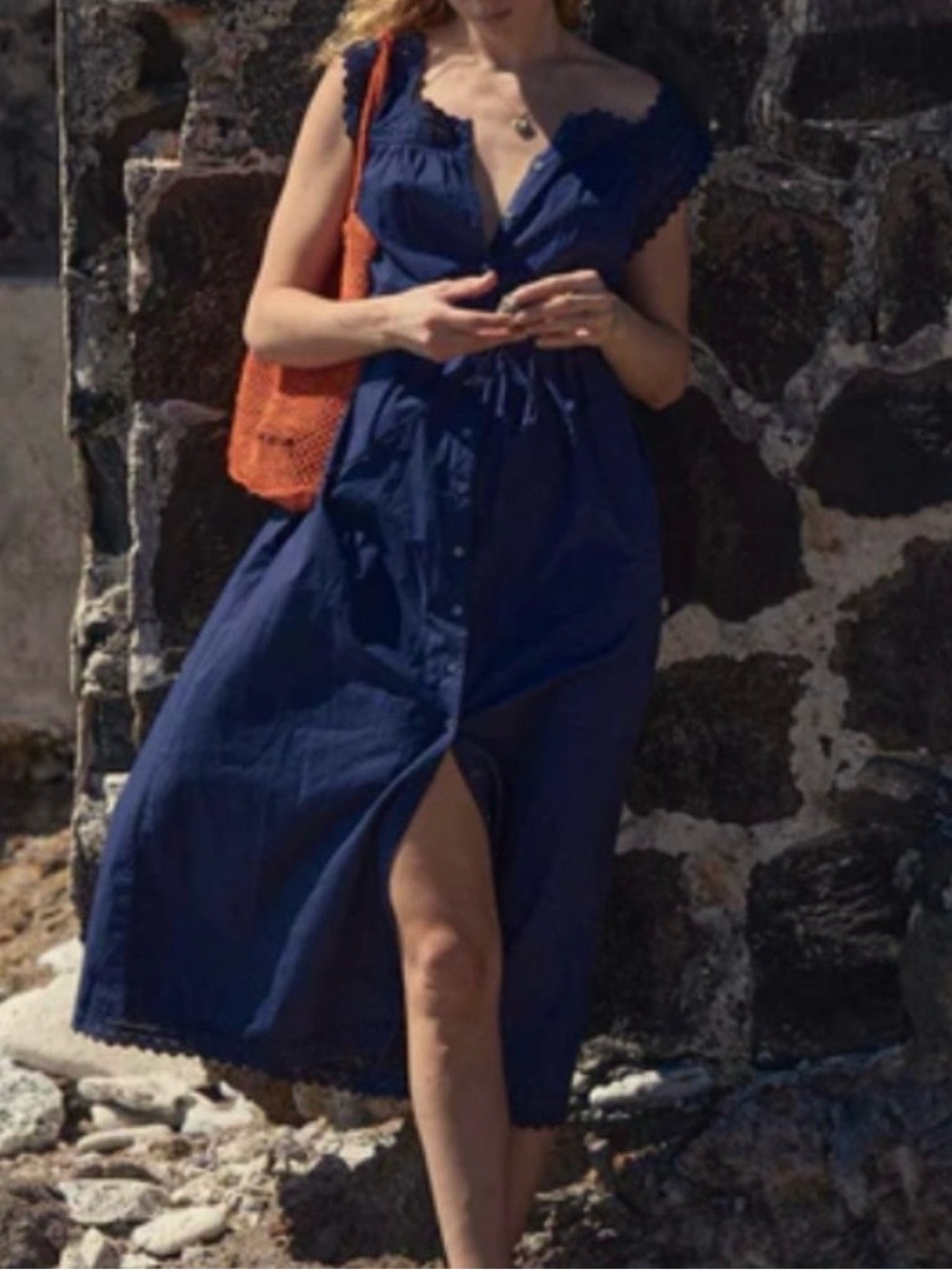 Doen Saison broderie anglaise-trimmed Maxi Dress Navy XL - Picture 5 of 11